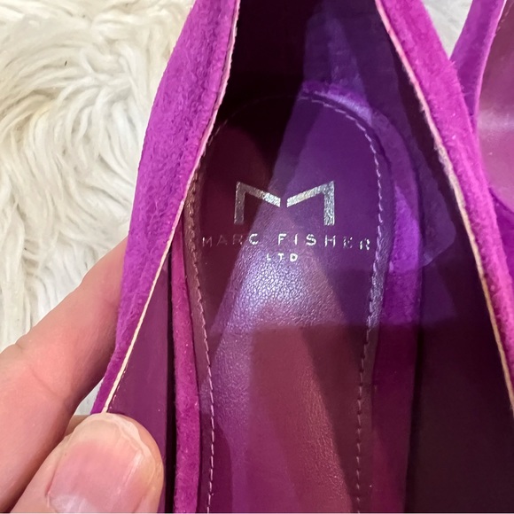 Marc Fisher LTD Magenta Suede Abilene Pointy Toe Block Heel Pumps Size 6M - Picture 6 of 9